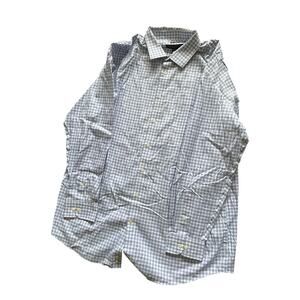 PRONTO UOMO MEN'S SIZE 18 36/37 TALL BLUE PLAID DRESS SHIRT